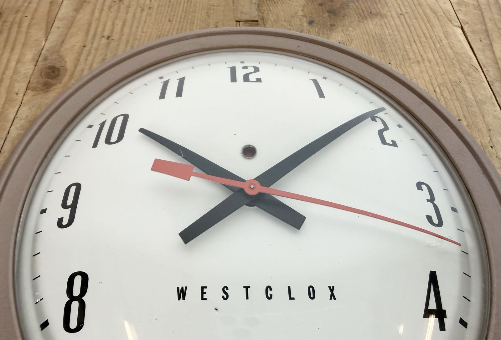 photo furniture Brown Industrial Electric Station Wall Clock From Westclox , 1960s
