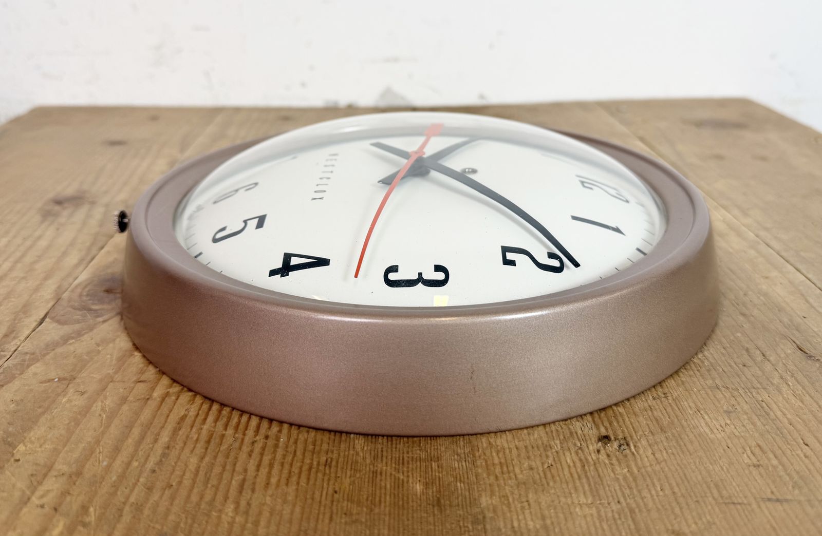 photo for sale Brown Industrial Electric Station Wall Clock From Westclox , 1960s