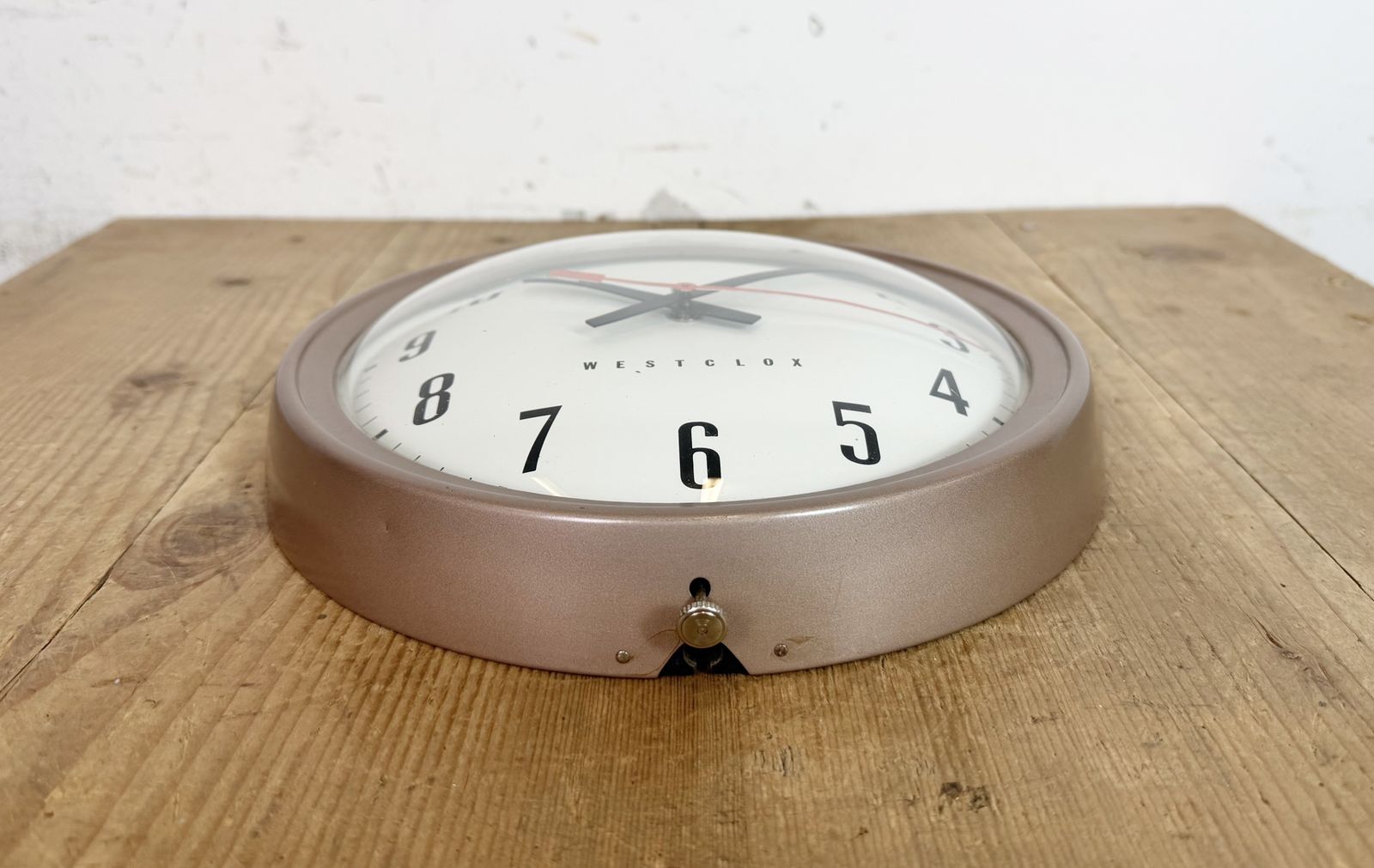 289.0 Brown Industrial Electric Station Wall Clock From Westclox , 1960s photo