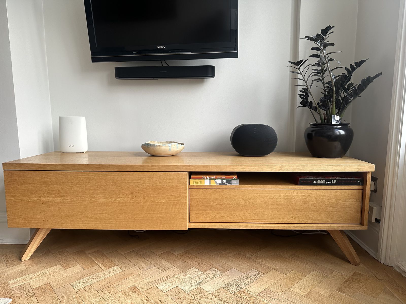 Last Chance To Buy – Matthew Hilton Solid Oak Media Unit | Mid Century Modern Classic photo for sale
