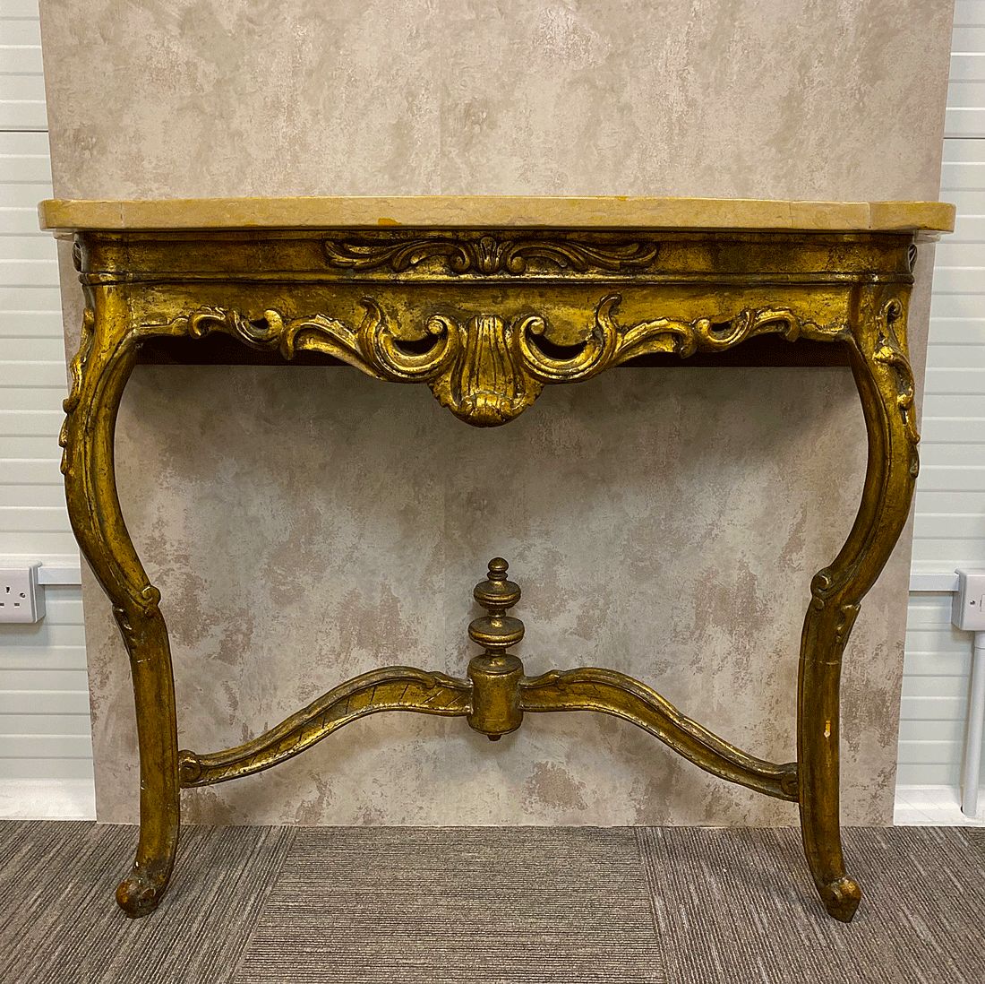 Pair Of Late 19th–Early 20th Century Rococo Revival Giltwood Console Tables With Siena Marble Tops