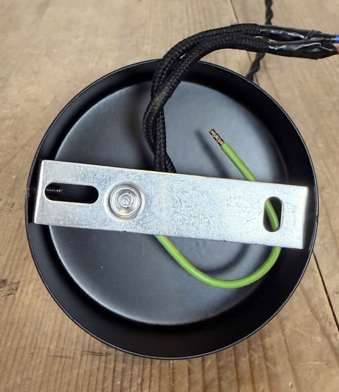 Small Industrial Black Enamel Ceiling Lamp, 1950s, 2x photo Lighting