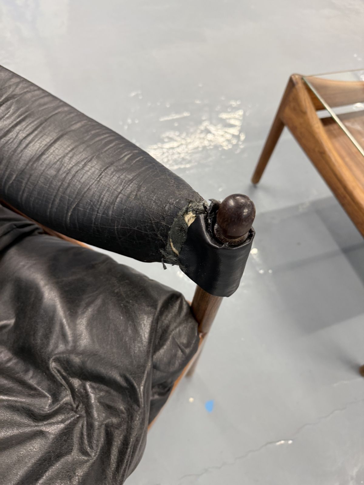 photo for sale Danish Mid Century “Modus” Lounge Chairs + Table By Kristian Somer Vedel – Rosewood – Original Leather – Project Condition