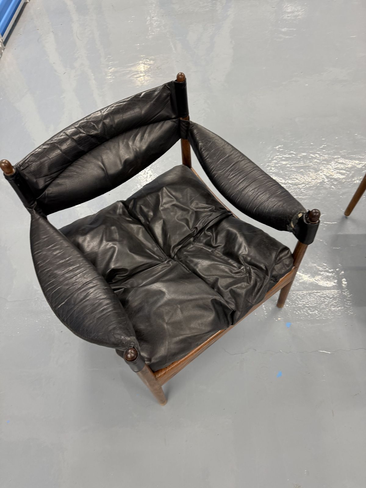 Danish Mid Century “Modus” Lounge Chairs + Table By Kristian Somer Vedel – Rosewood – Original Leather – Project Condition photo for sale