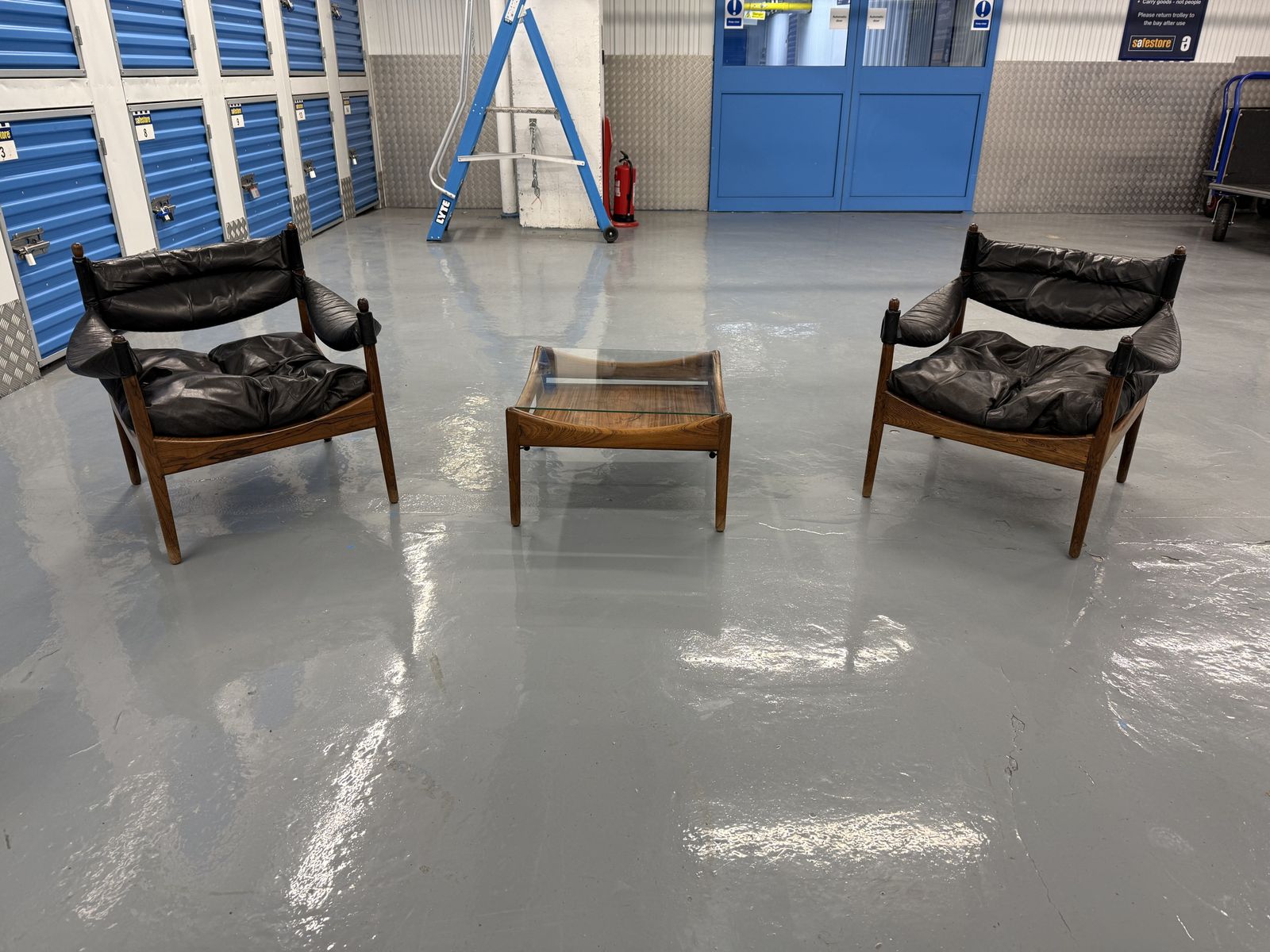 Danish Mid Century “Modus” Lounge Chairs + Table By Kristian Somer Vedel – Rosewood – Original Leather – Project Condition photo 3900.0