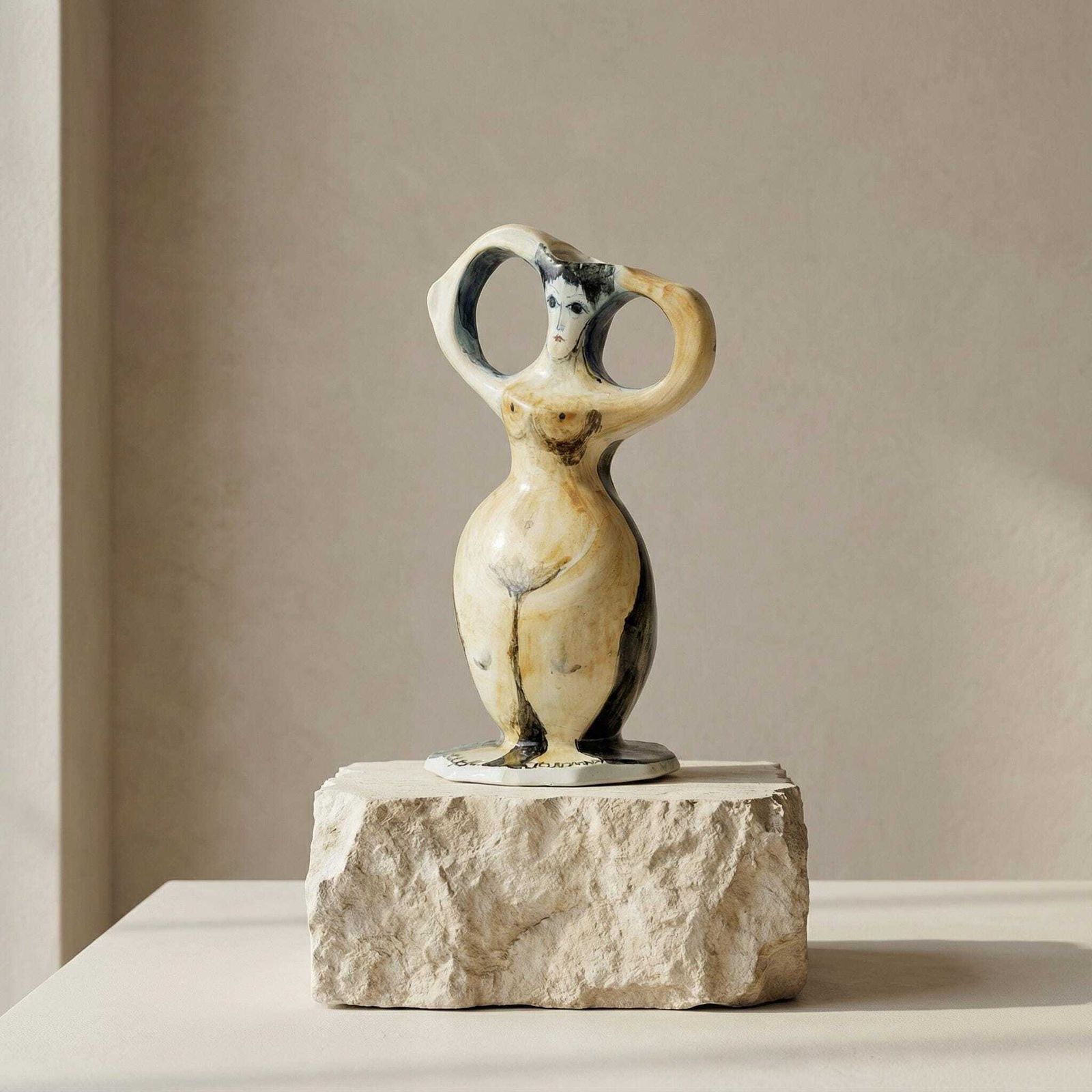 Biomorphic Ceramic Sculpture Vase Woman Modern Style Europe 20th Century photo furniture