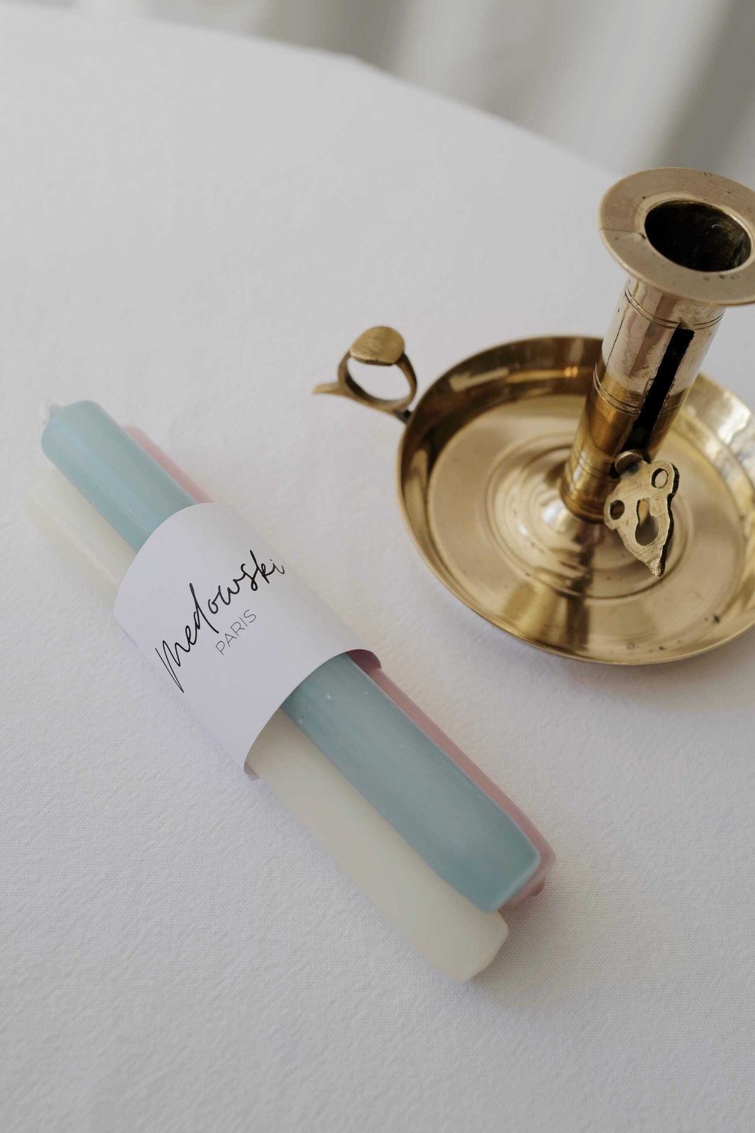 Vintage Brass Chamberstick Candle Holder With Handle   Made In France photo furniture