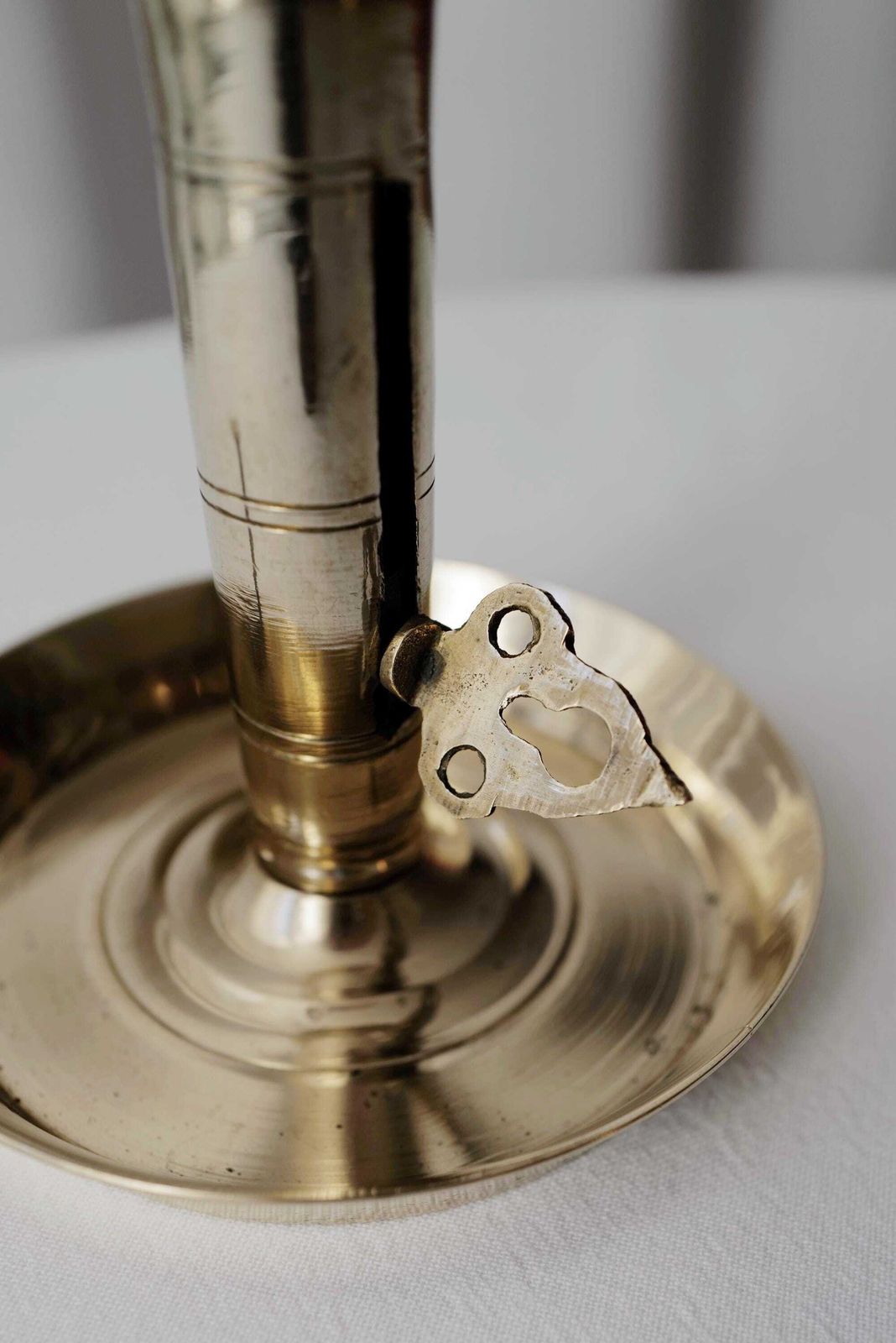 Vintage Brass Chamberstick Candle Holder With Handle   Made In France photo vinterior