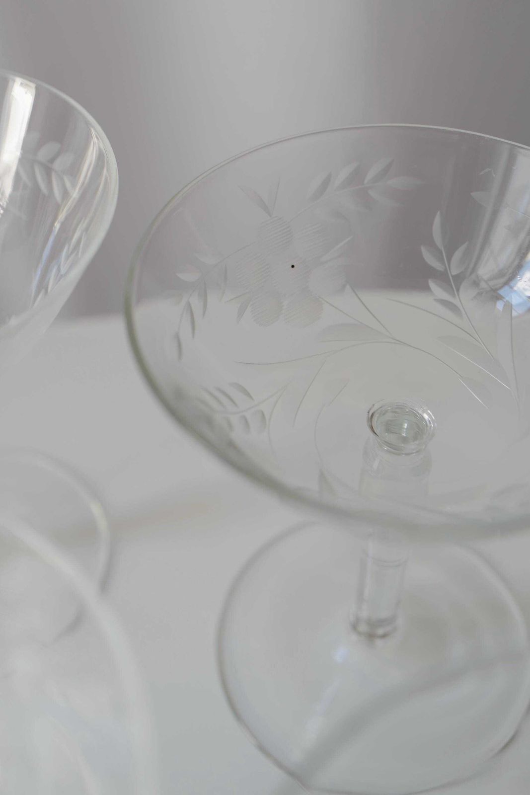photo furniture 5 Vintage Crystal Glass Champagne Coupes. Mother's Day Gift @ Medowski Paris
