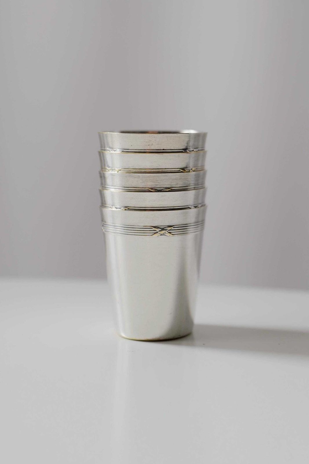 Set Of 5 Silver Plated Shot Glasses. Christmas Gift @ Medowski Paris