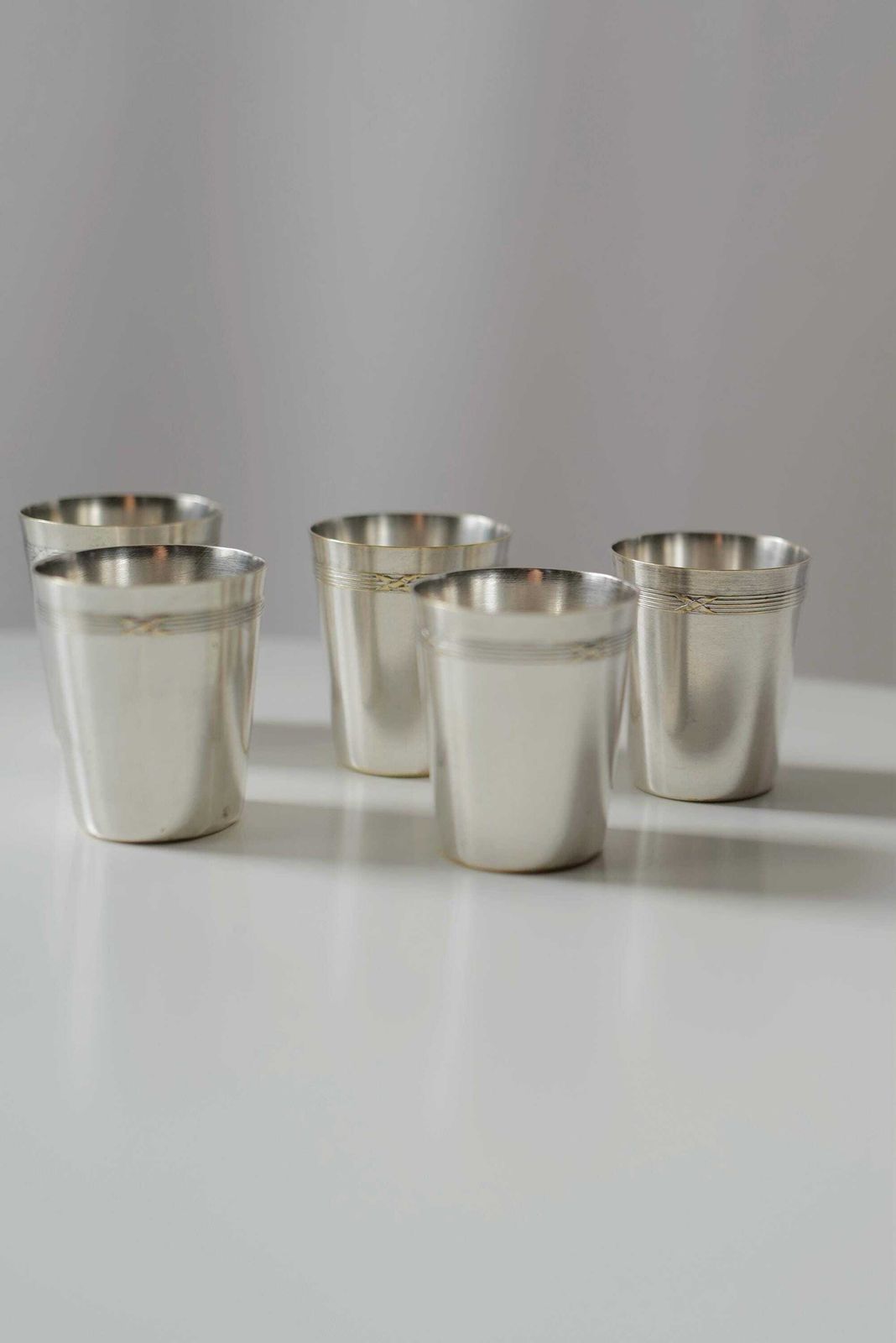 Set Of 5 Silver Plated Shot Glasses. Christmas Gift @ Medowski Paris photo buy