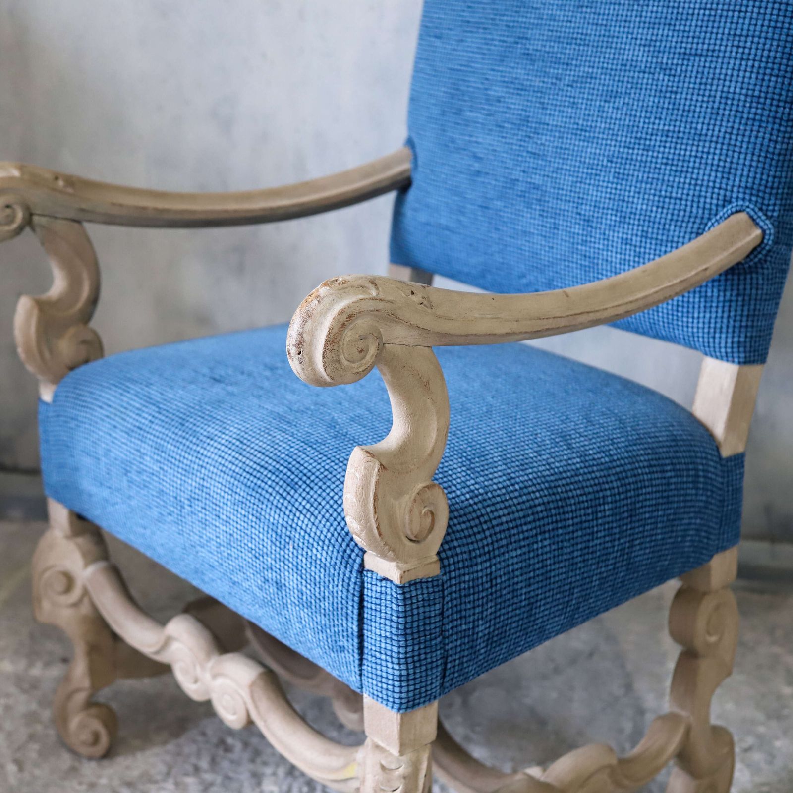 Pair Of 19th Century Dutch Carved Walnut Sculptural & High Back Armchairs   Reupholstered photo for sale