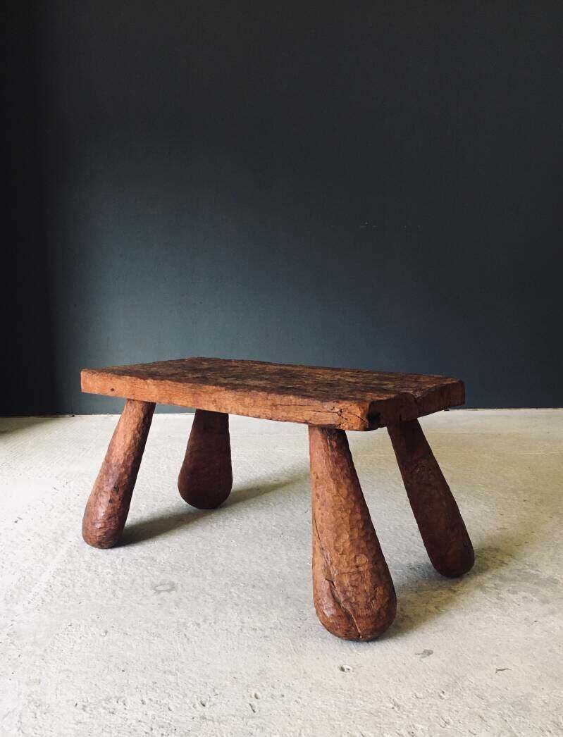 Brutalist Hand Crafted Carved Oak Coffee Table, Belgium 1960's photo Furniture