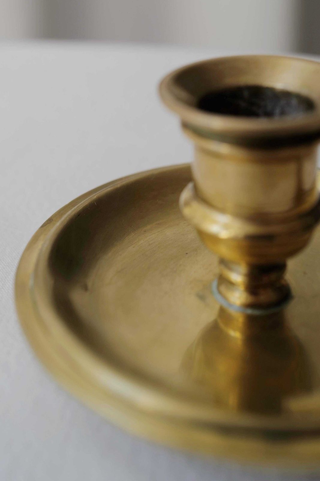 French Vintage Brass Candleholder With Handle: Includes 3 Pastel Candles photo 82.0