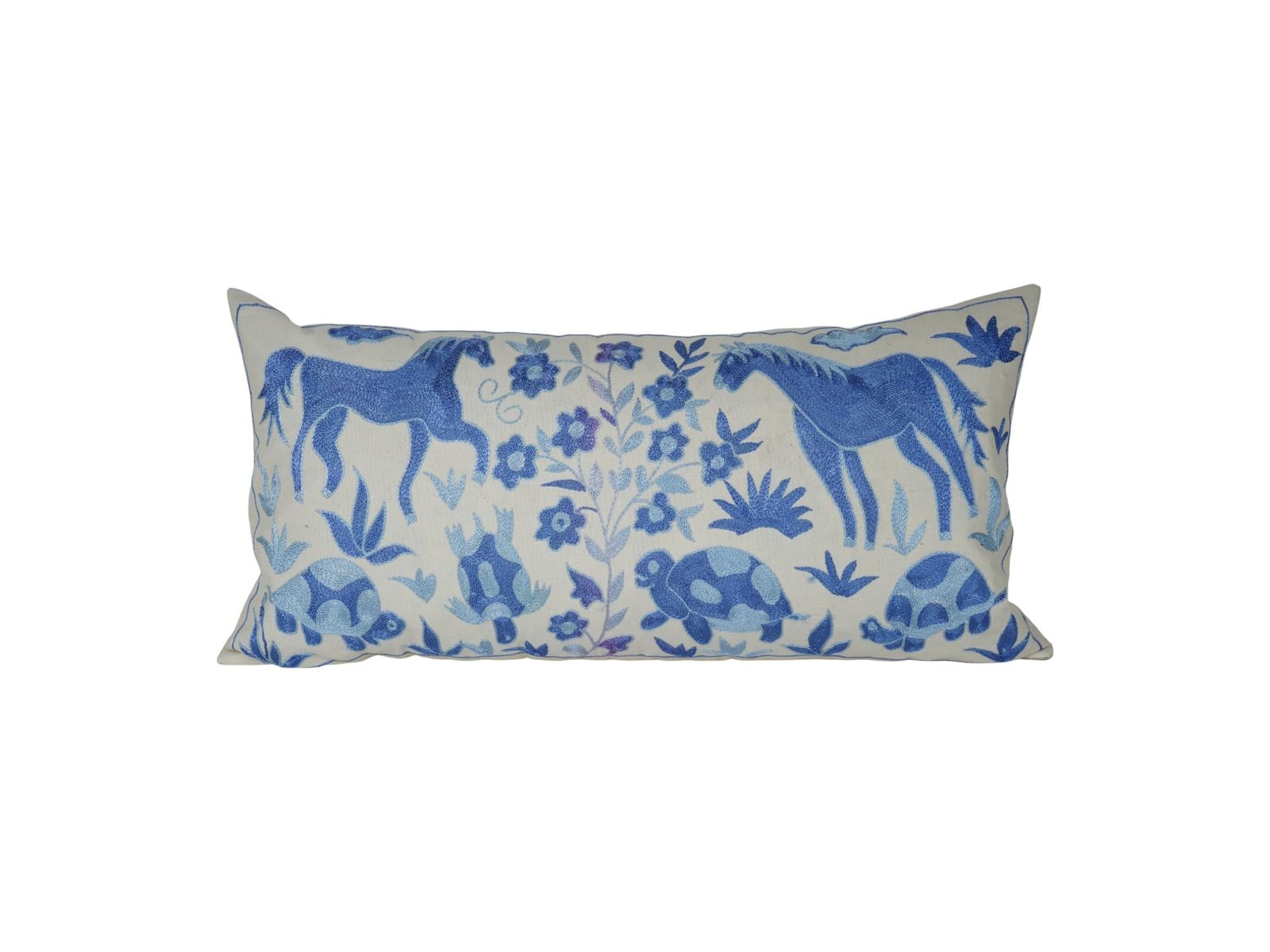 Vintage Suzani Horse Pillow Cover, Uzbek Cotton, Handmade In Turkey