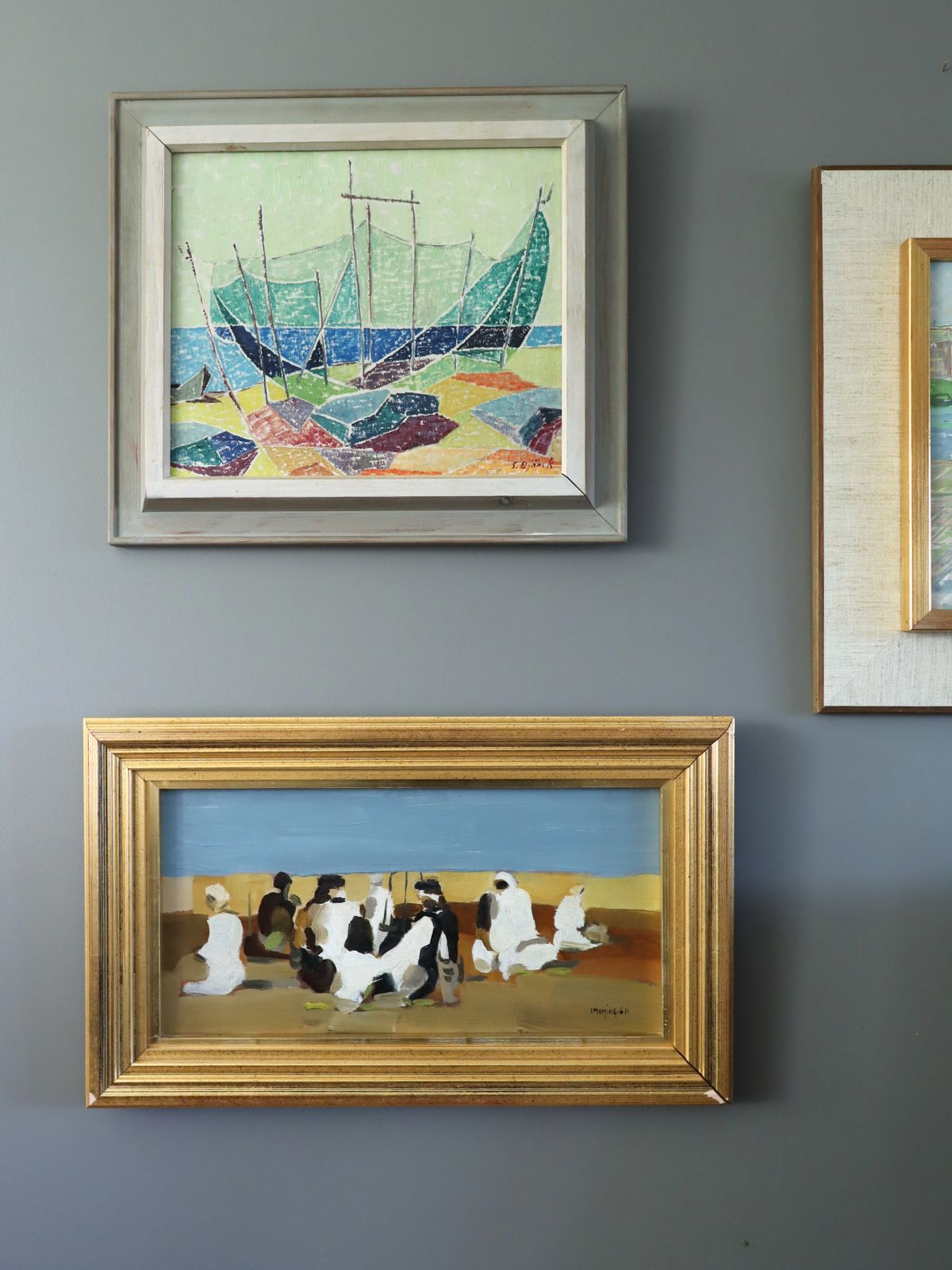 Shoreline Colour Oil Painting, Mid 20th Century photo furniture
