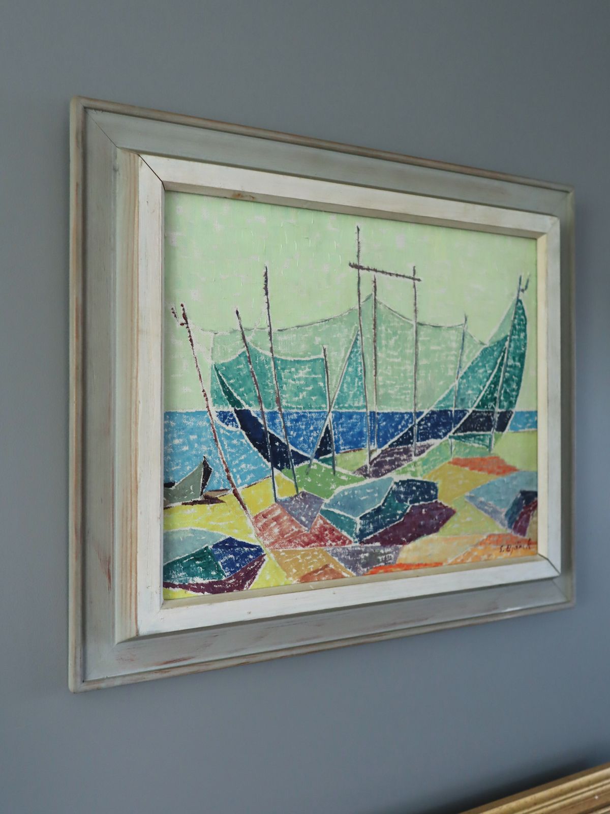Shoreline Colour Oil Painting, Mid 20th Century photo for sale