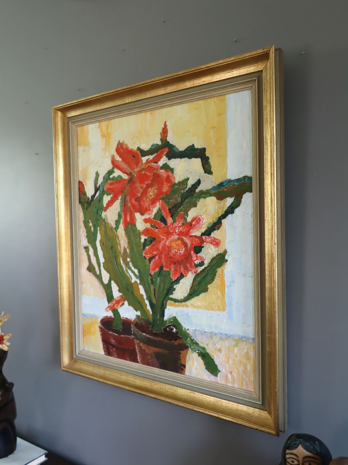 Vivid Blossoms Oil Painting, Mid 20th Century photo Art