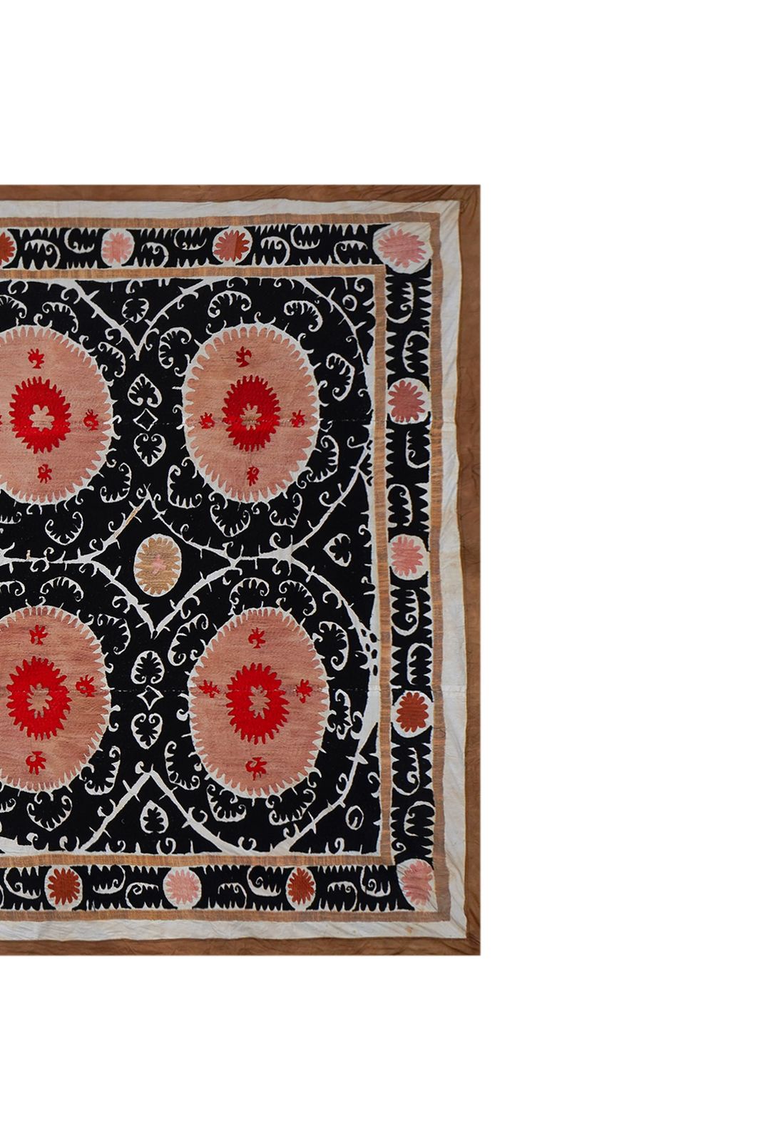 photo furniture Vintage Black Suzani Wall Hanging, Ctton Embroidery, Extra Large Bedspread 7'2'' X 10'8''
