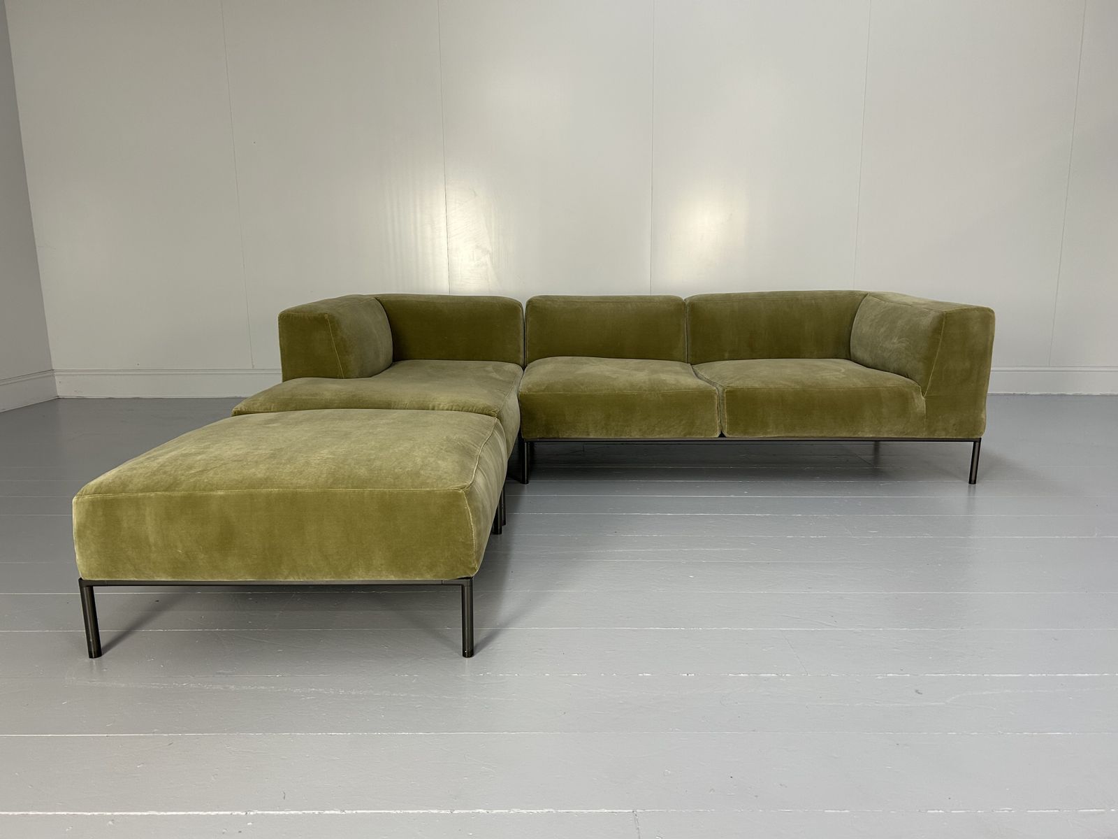 B&B Italia "Michel Effe" L Shape Sofa, Chaise And Footstools In Sage Velvet photo buy