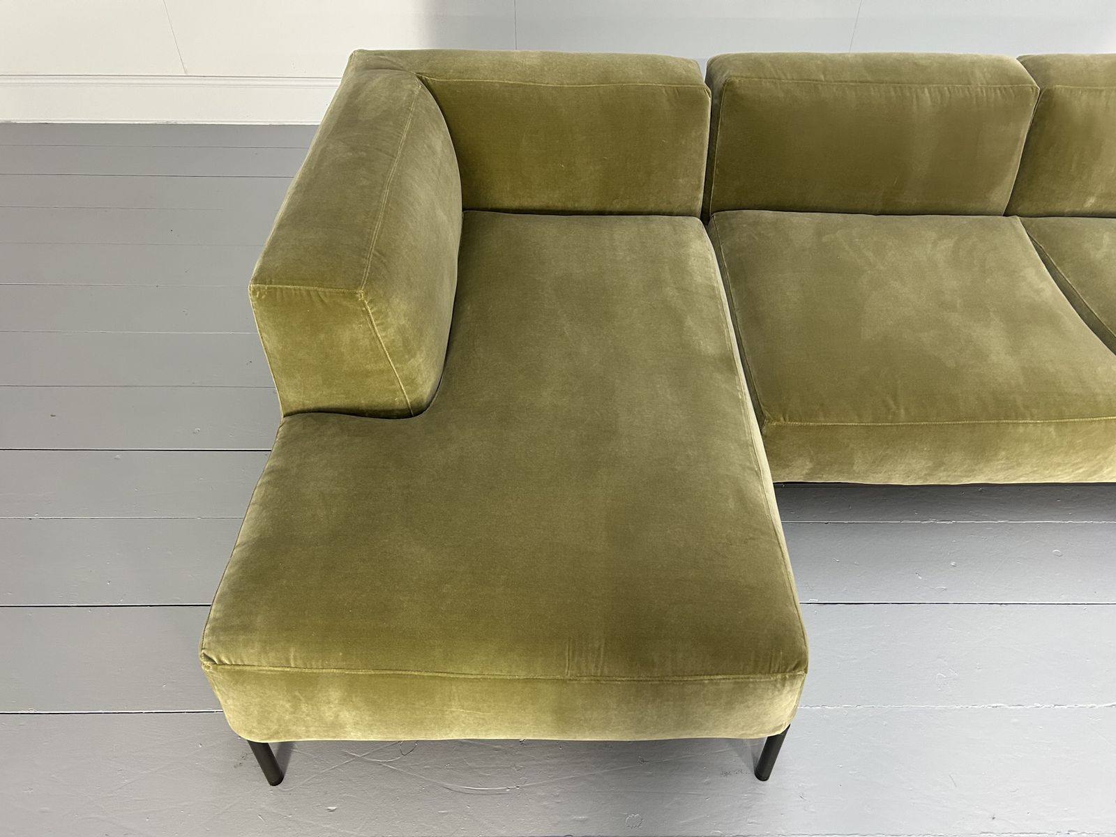 Furniture B&B Italia "Michel Effe" L Shape Sofa, Chaise And Footstools In Sage Velvet photo
