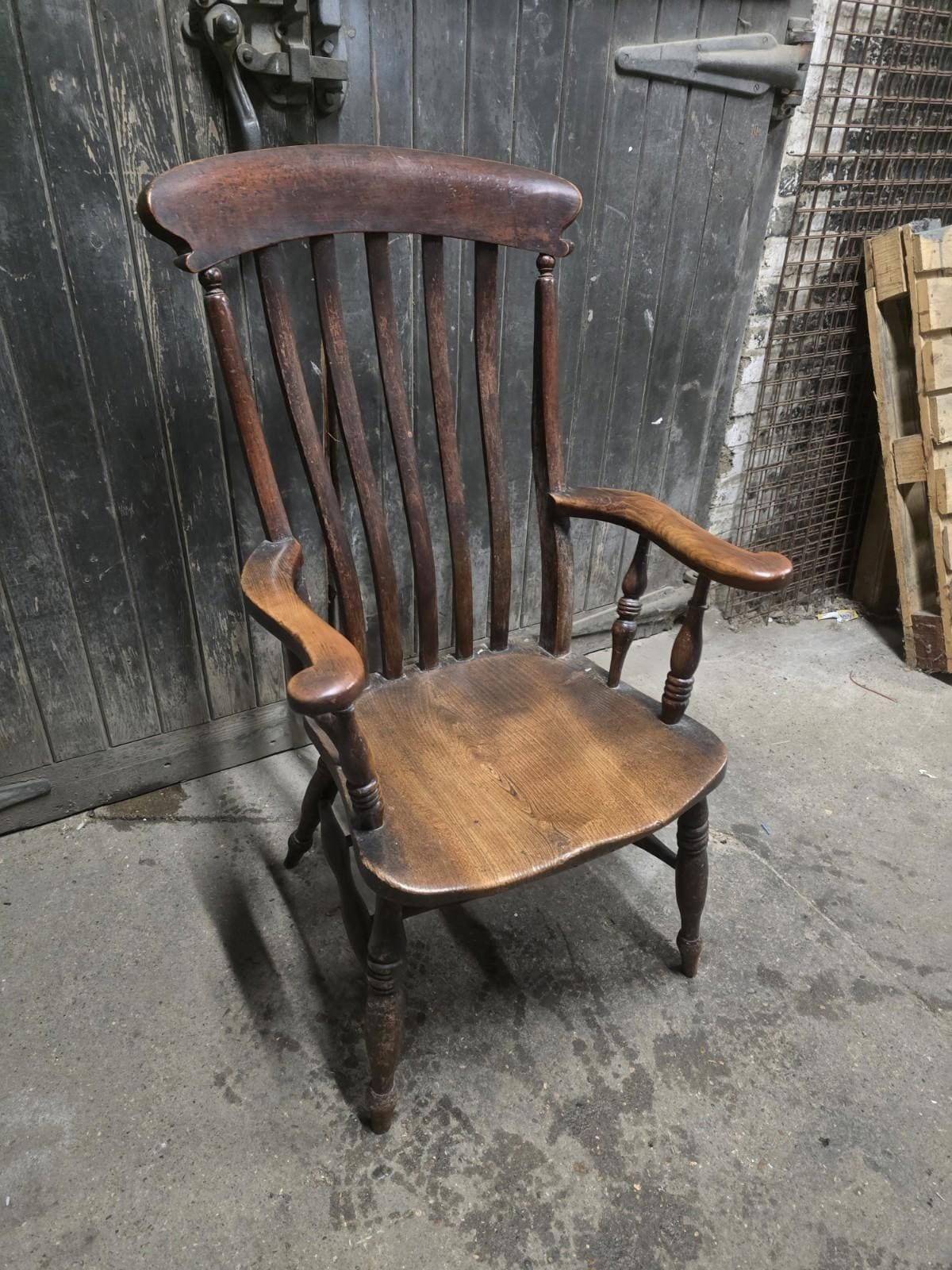 Antique 19th Century Victorian Elm Windsor Chair Armchair photo for sale