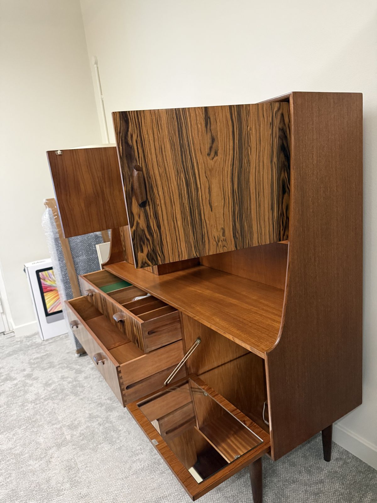 photo for sale Midcentury G Plan Cocktail Sideboard In Teak & Paldao Wood