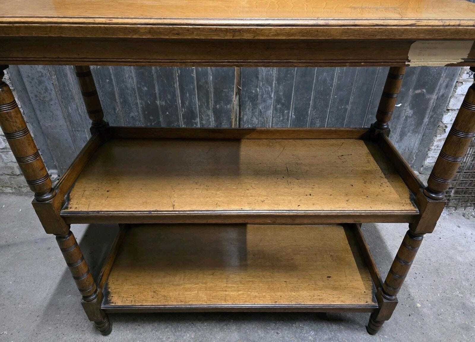 Antique 19th Century Victorian Oak Three Tier Buffet Whatnot Shelving Unit photo Furniture
