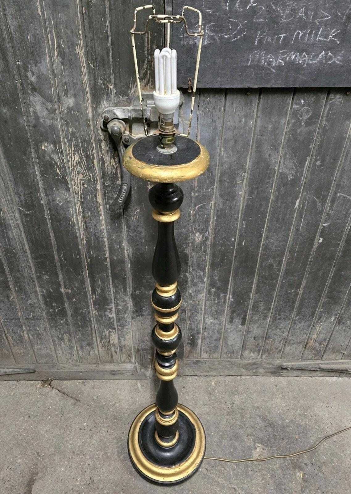 Antique 20th Century Italian Black And Gold Floor Lamp photo for sale