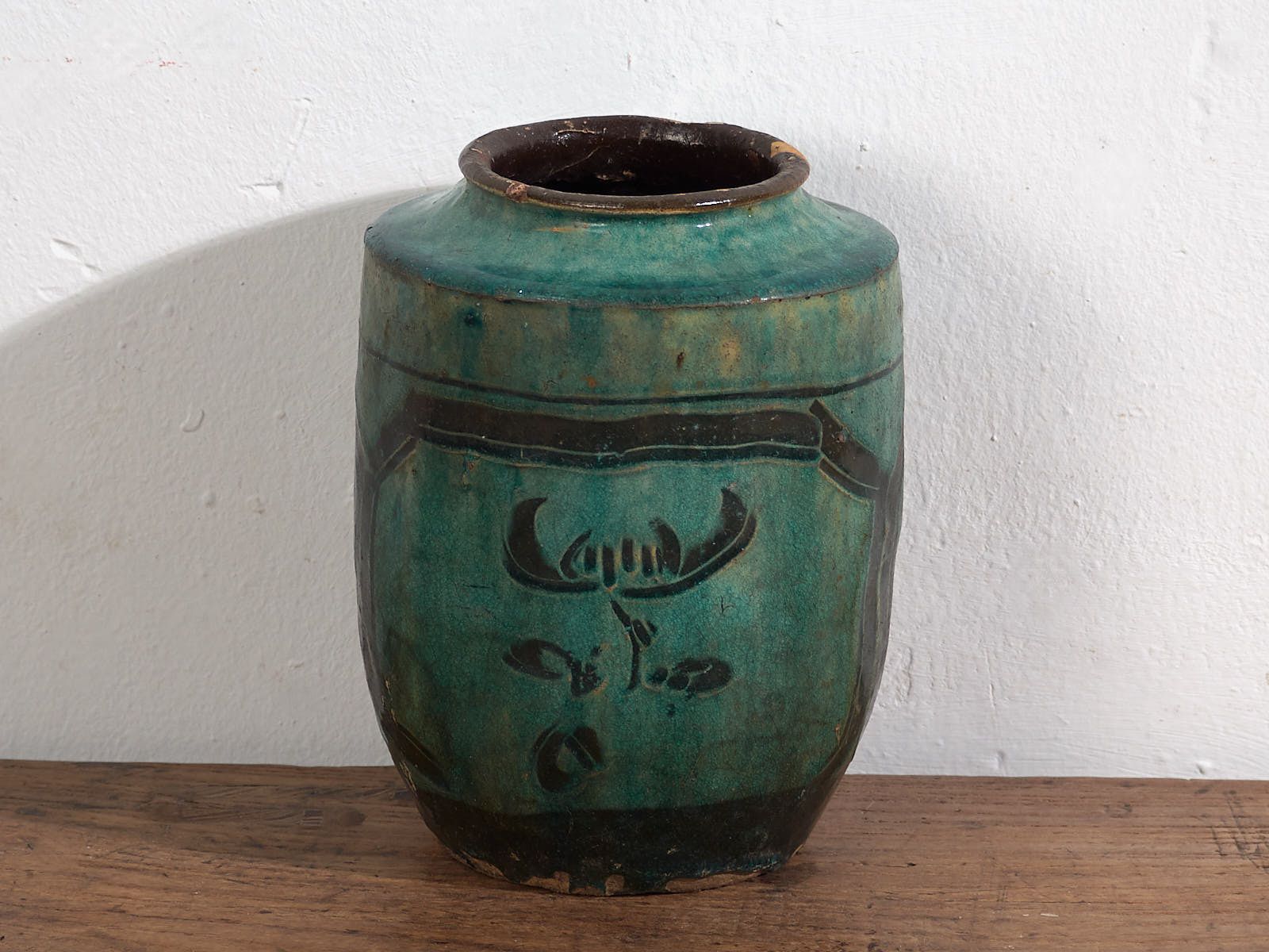 Antique Emerald Green Enameled Vase (C.1820) #26 photo vinterior