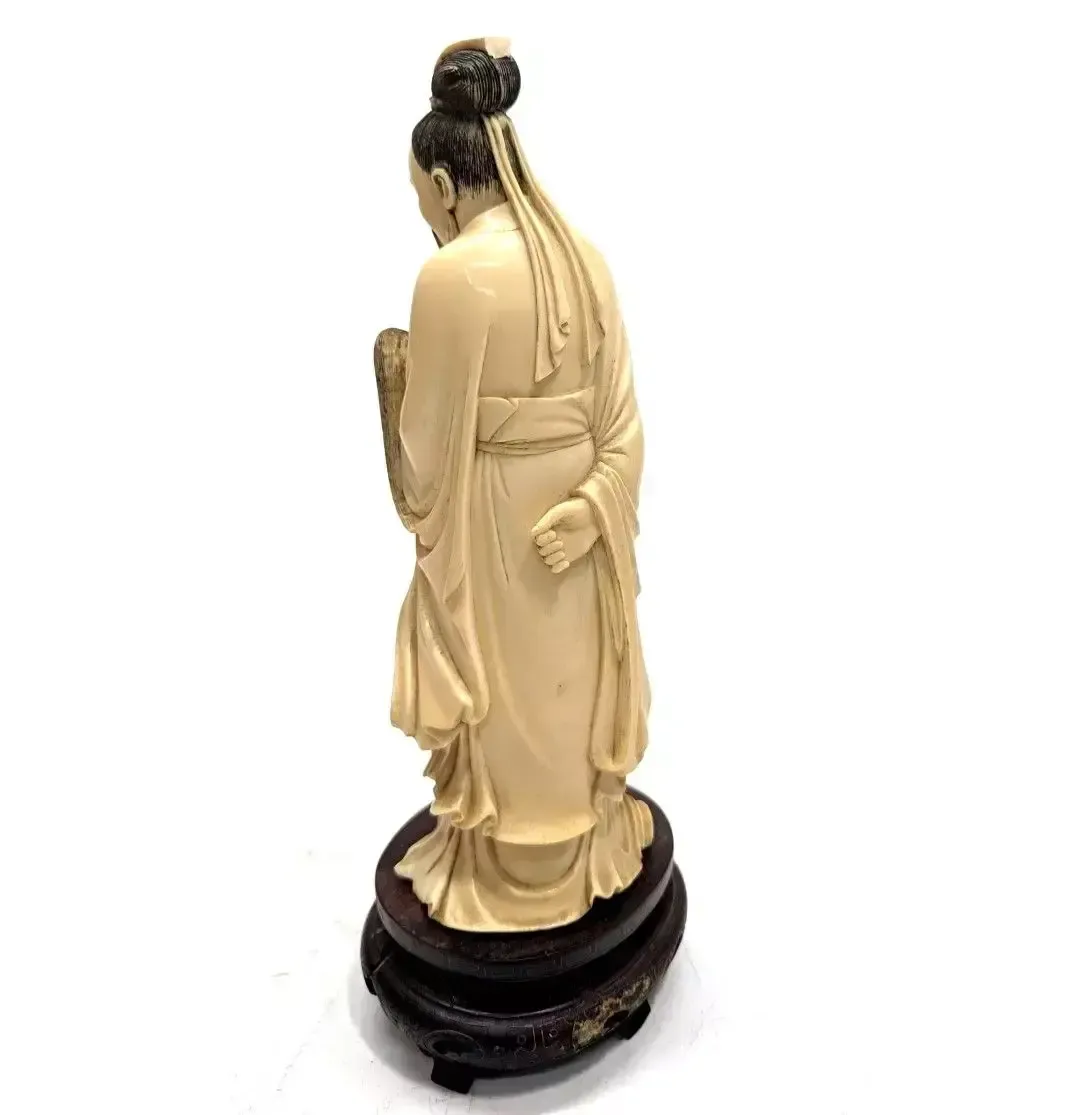 Ivory Okimono Statuette, 19th Century, Depicting A Man And Child photo Art