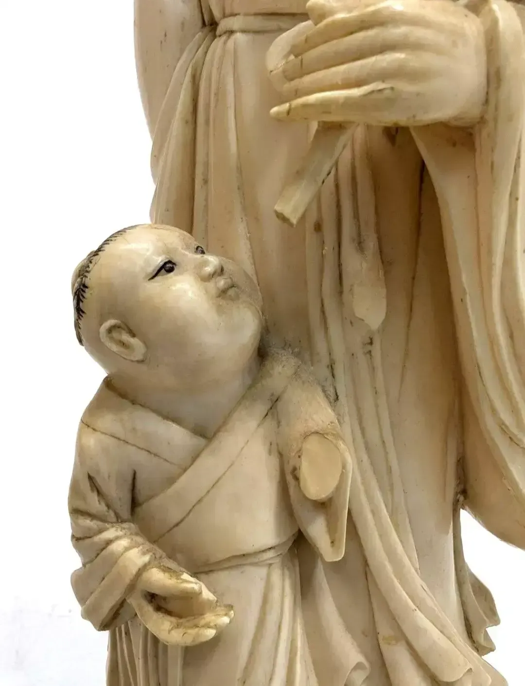 Ivory Okimono Statuette, 19th Century, Depicting A Man And Child photo 1309.0
