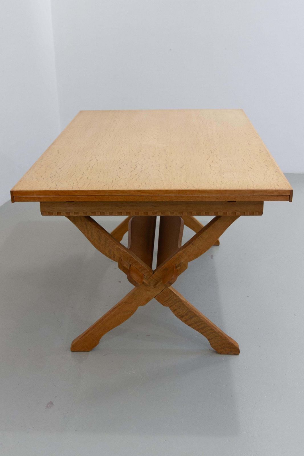 Danish Brutalist Oak Extendable Dining Table Attr. To Henning Kjærnulf 1960s photo 2139.0