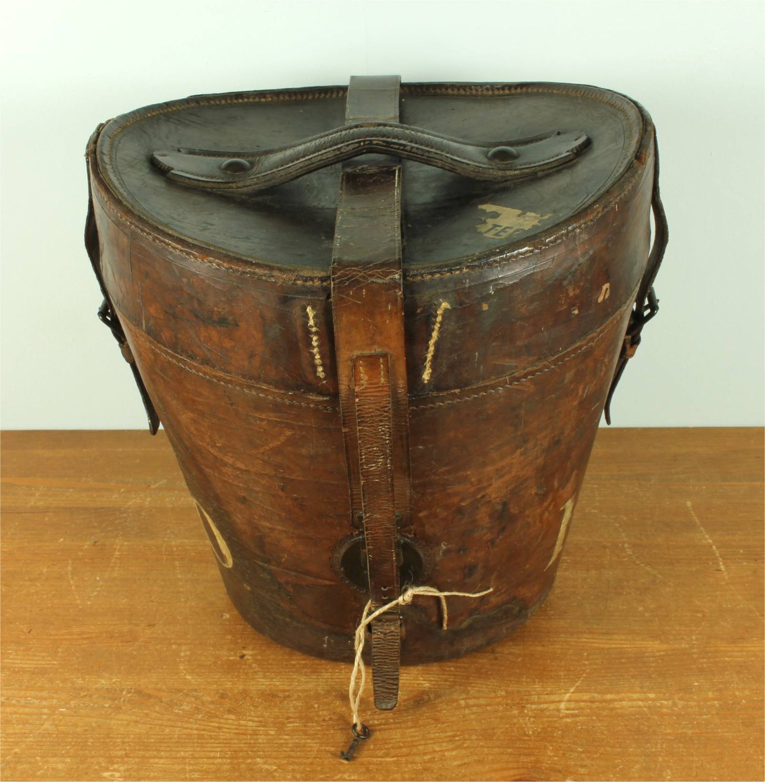 Antique Double Hat Case. Jw Allen Miitary Leather Multi Top Hat Box.