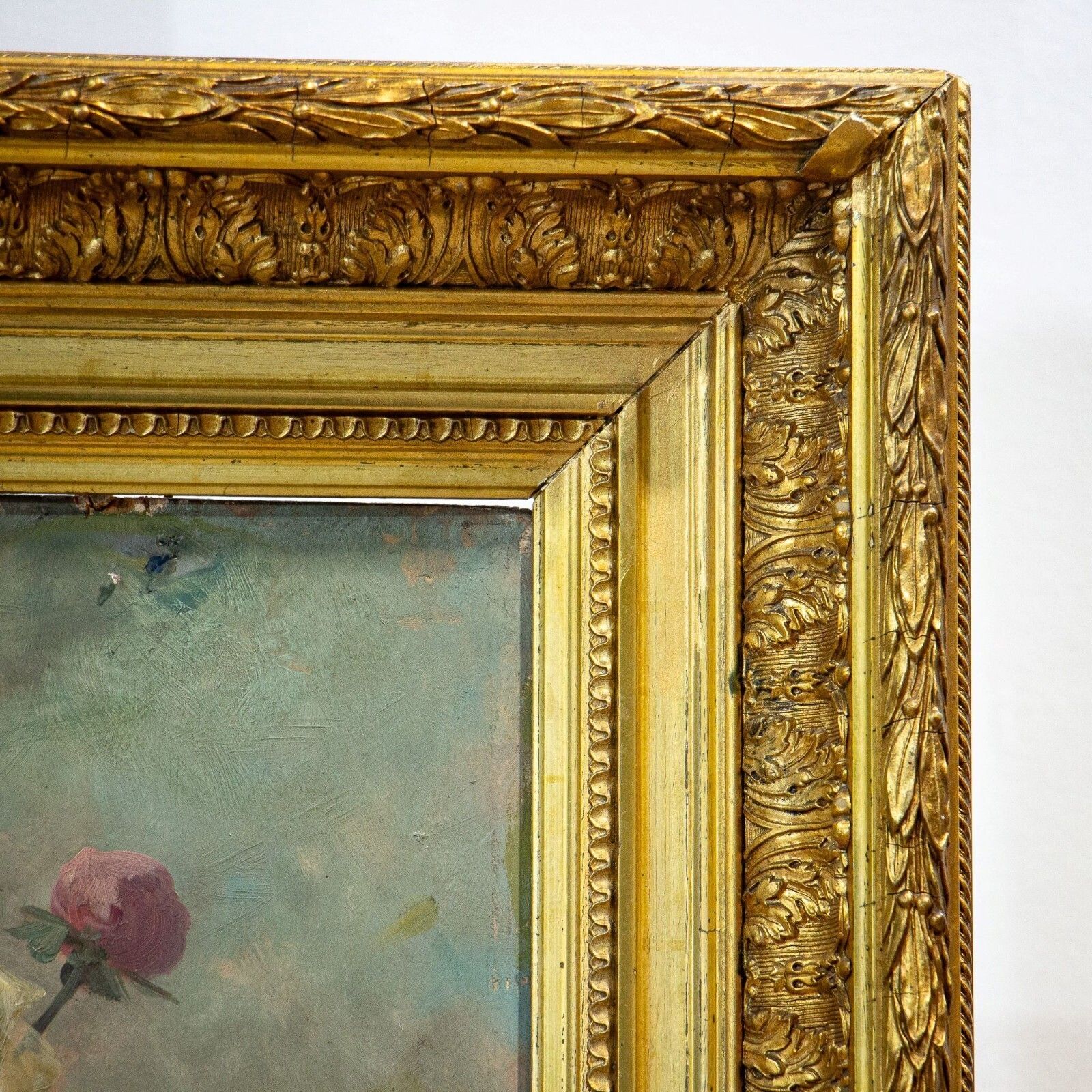 photo furniture Pair Of Henry Schouten Flower Oil Paintings On Oak Board