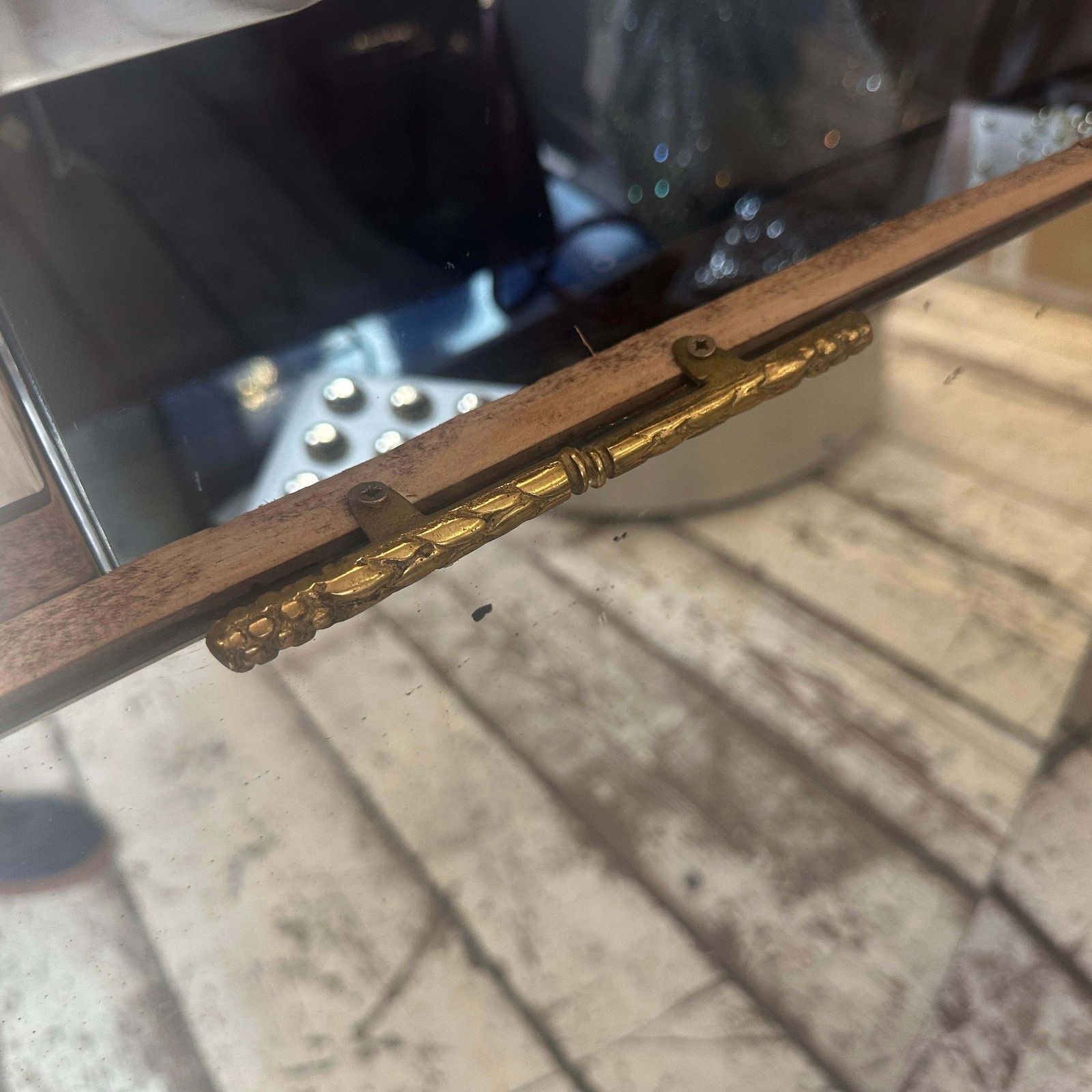 1940s Gio Ponti Style Mid Century Modern Brass Italian Wall Mirror photo furniture