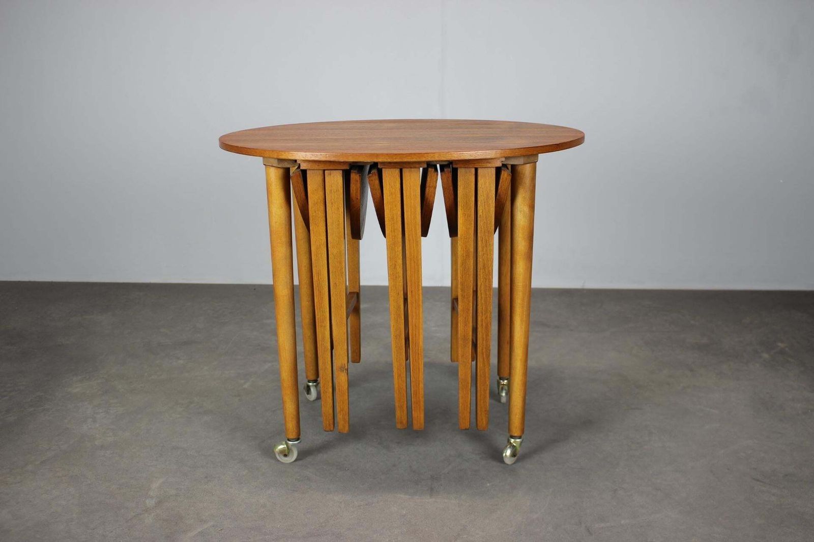 photo furniture Restored Danish Teak Folding Table With Three Nesting Chairs By Poul Hundevad, 1