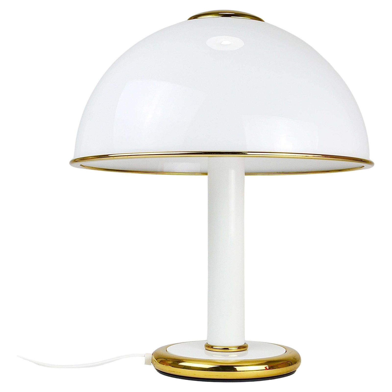 F. Fabbian Gold & White Murano Glass Mushroom Table Side Lamp, Italy, 1970s
