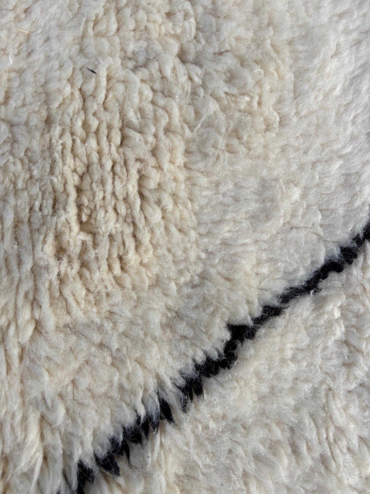 Rug Interior Living Room   Moroccan Berber Beni Ourain Rug 200x310 Cm   White Authentic Wool Carpet   Modern Design Rug   Hand Made Wool Rug photo for sale