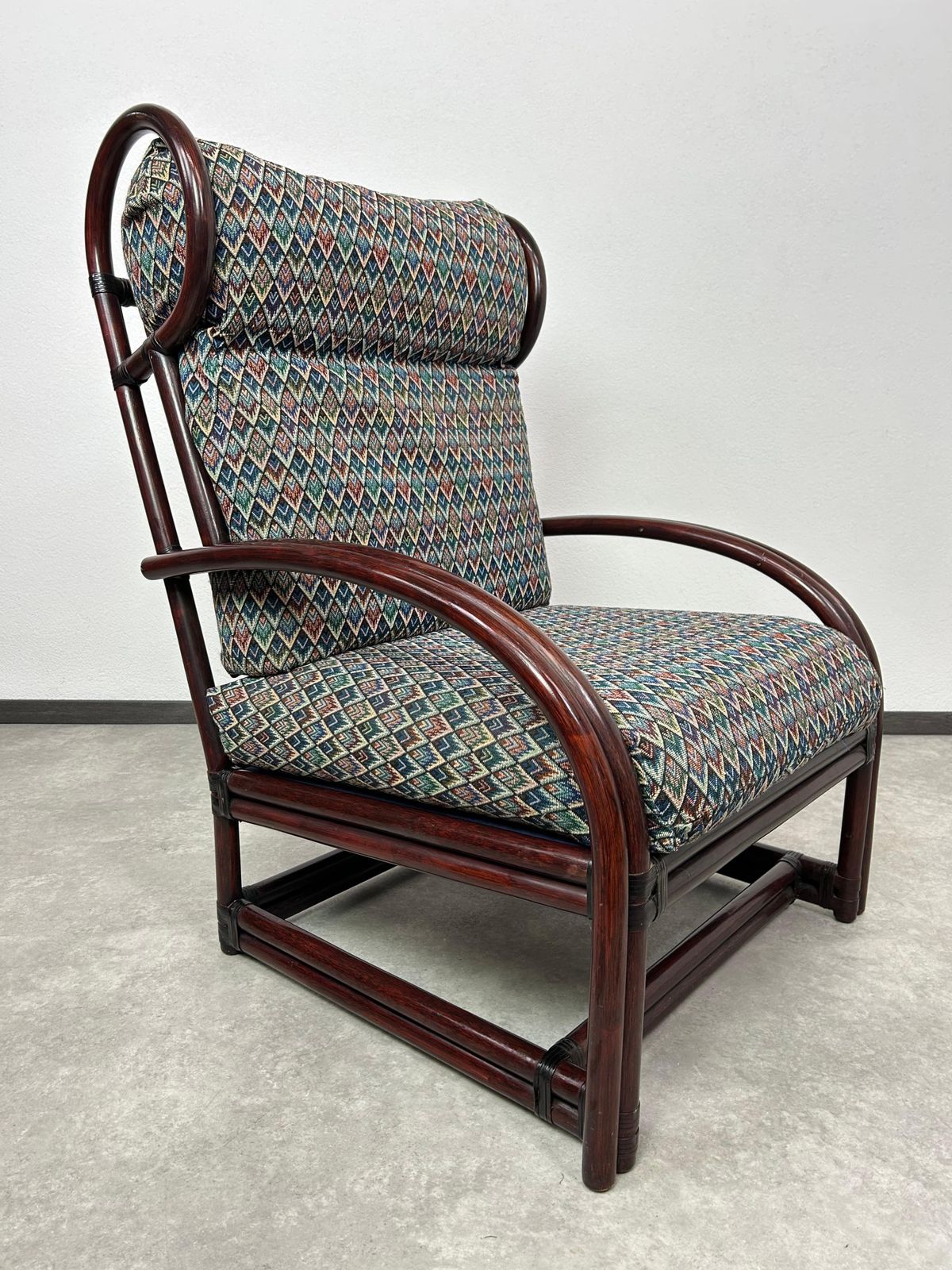 Mid Century Modern Bamboo Wingchair With Stool By Gervasoni photo Furniture