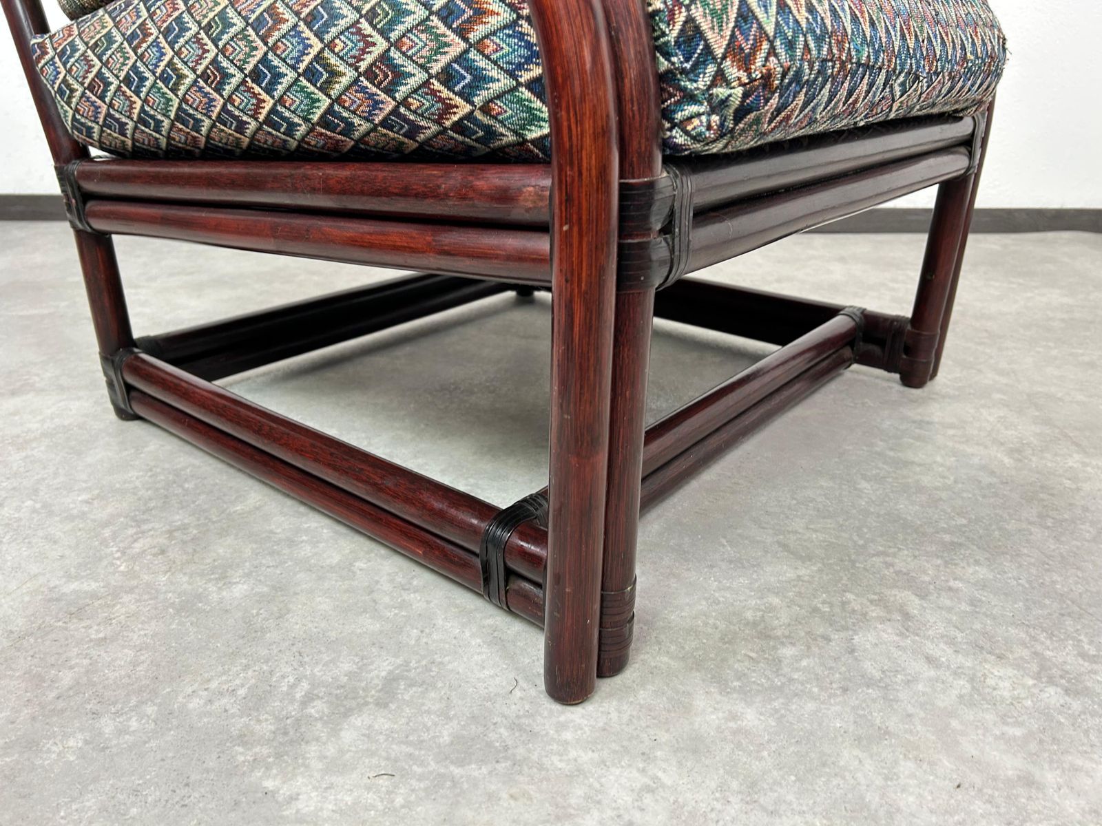 Mid Century Modern Bamboo Wingchair With Stool By Gervasoni photo buy