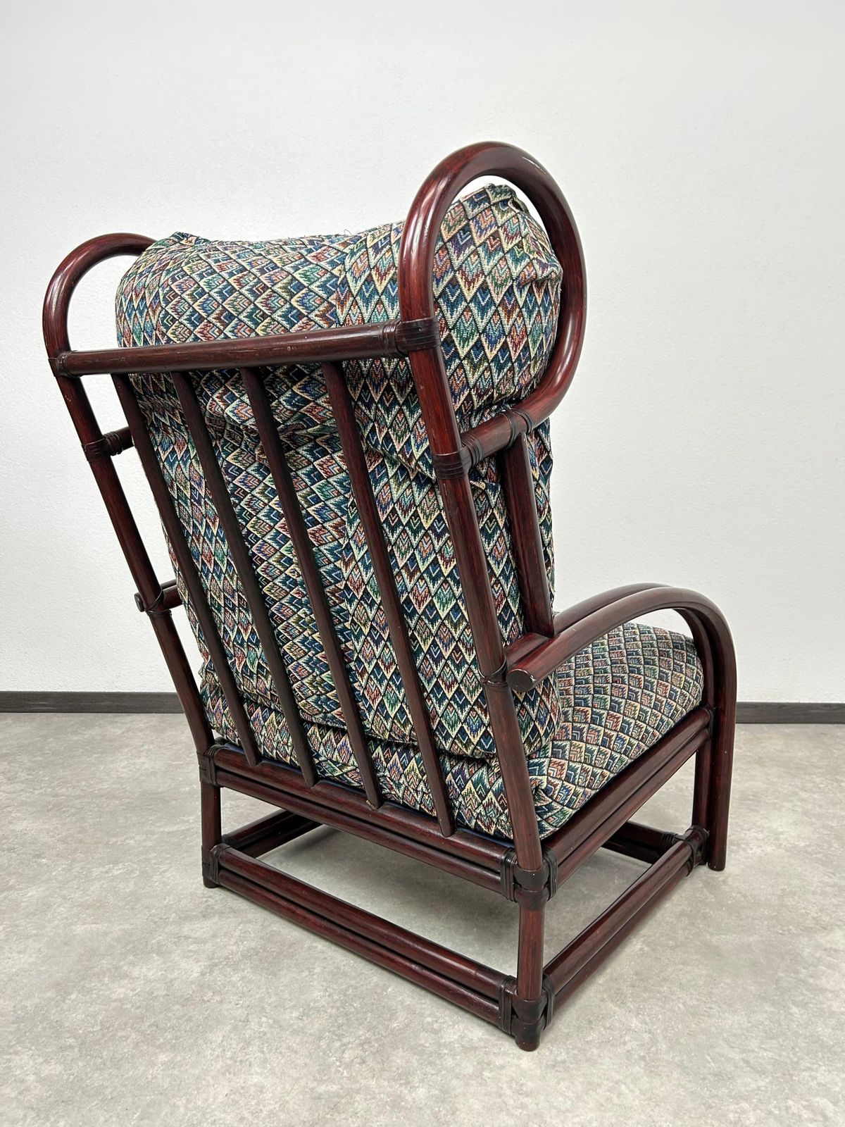 3211.0 Mid Century Modern Bamboo Wingchair With Stool By Gervasoni photo