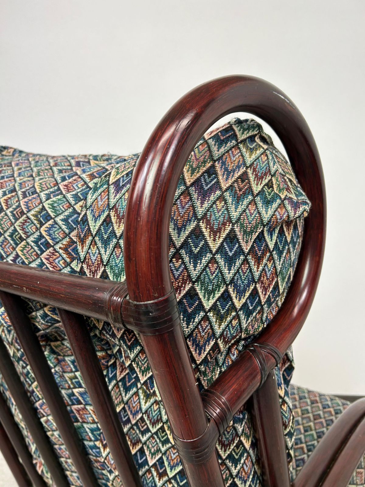 photo vinterior Mid Century Modern Bamboo Wingchair With Stool By Gervasoni