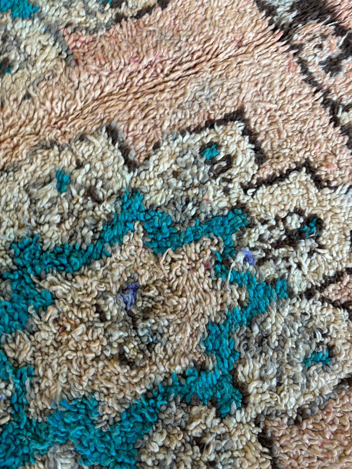 Vintage Moroccan Boujad Wool Rug 180x315 Cm – Handwoven Masterpiece, Floral Motifs With Teal Accents photo vintage