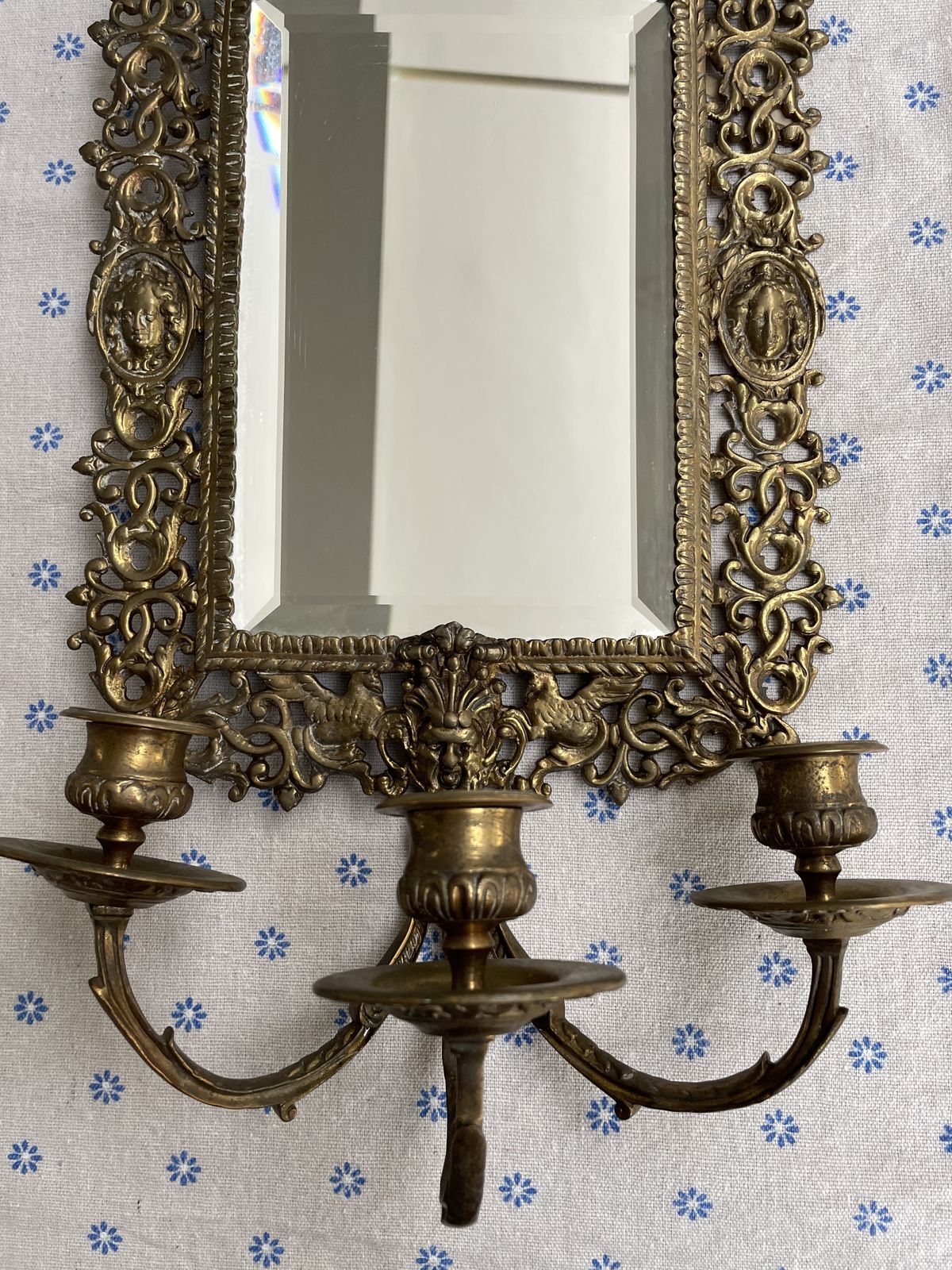 Antique Brass Girandole Wall Mirror photo Home Decor