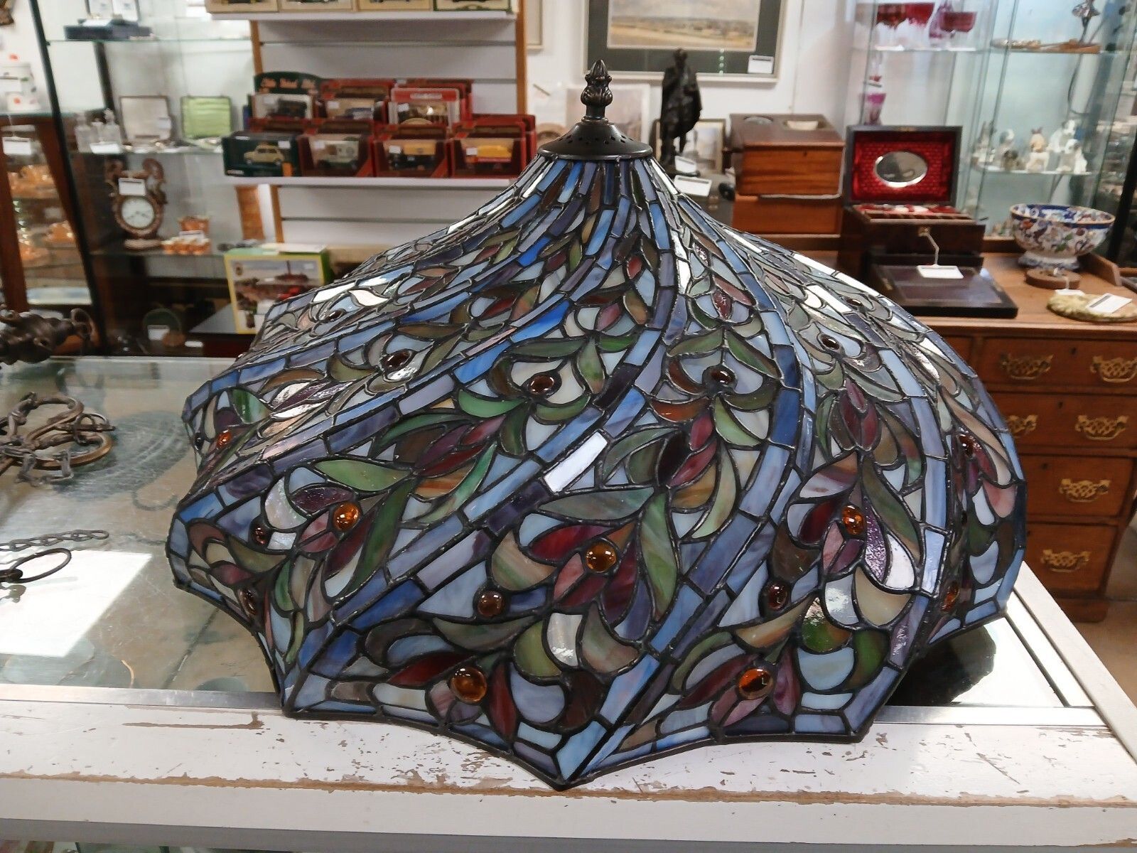 High Quality Mid Century Tiffany Style Glass Pendant Light Shade & Fittings photo buy