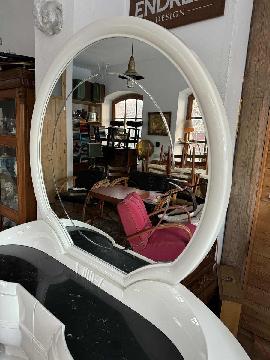 Space Age Vanity Table With Large Oval Mirror photo furniture