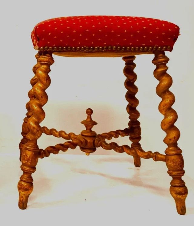 Pair Of Louis XIII Style Turned Wood Stools 19th Century photo Furniture