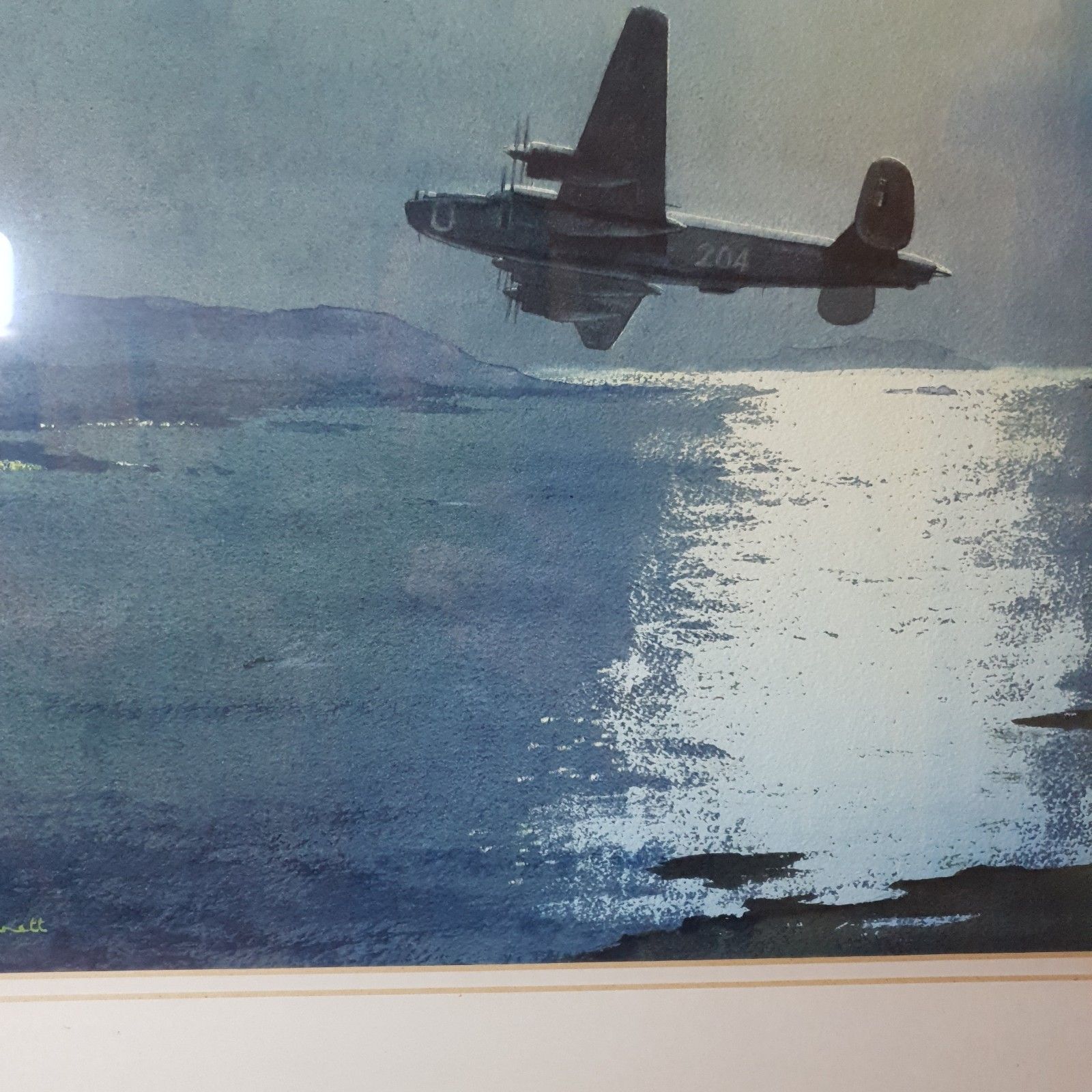 Denis Pannett Original Watercolour Lb 30 Liberator Mk.II? L73cm Raf Aviation photo vintage
