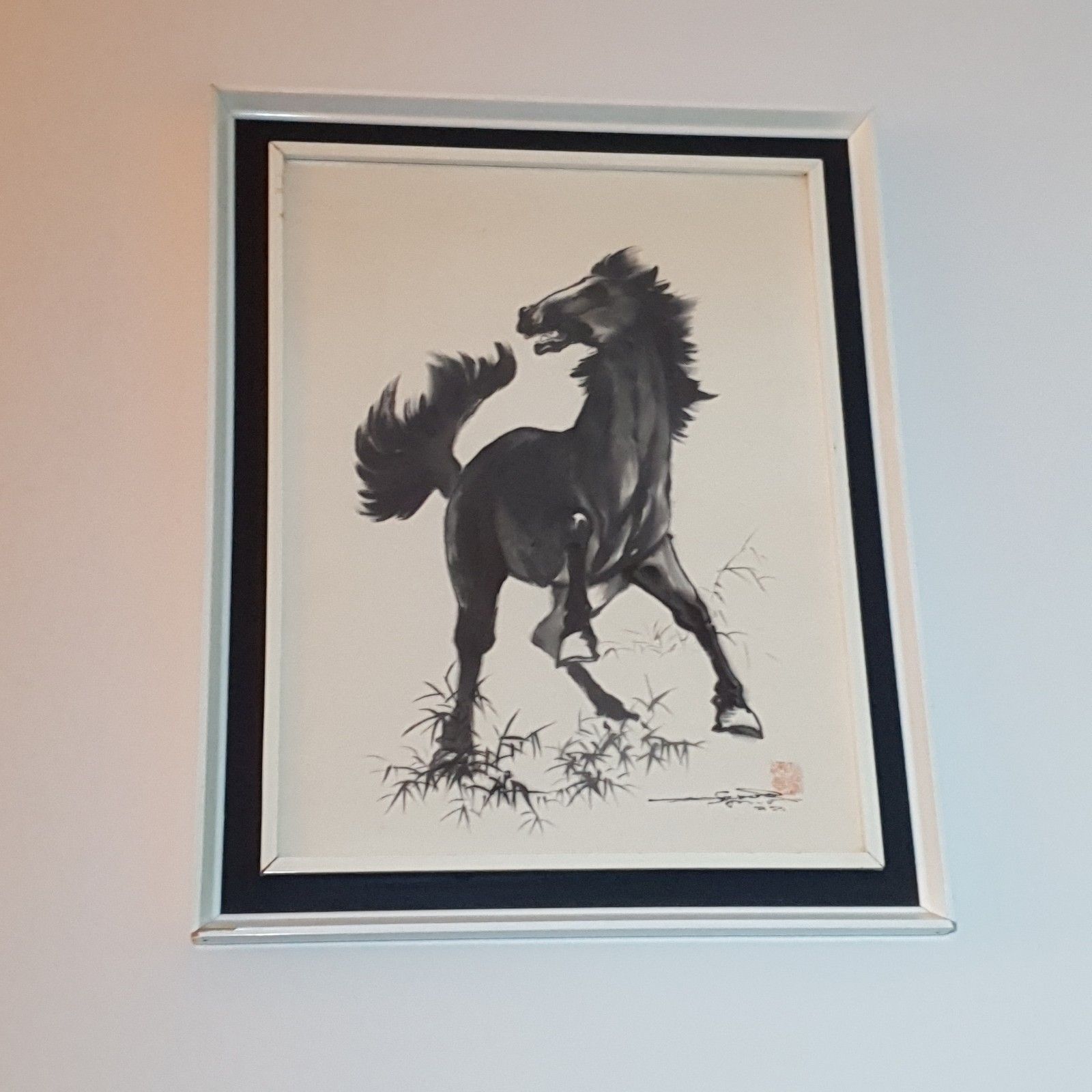 photo buy Horse Ink Brush Painting Joseph Koo Ming Kang Singapore Chinese C1960s H54xw33
